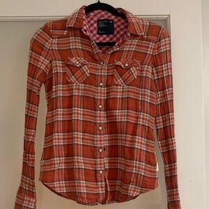 American Eagle Outfitters Pink Plaid Shirt
